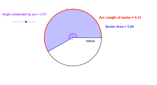 Arc Length And Sector Area Of Circle GeoGebra