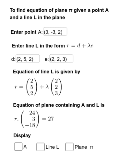 Equation Of Plane Given A Point And A Line In The Plane Geogebra