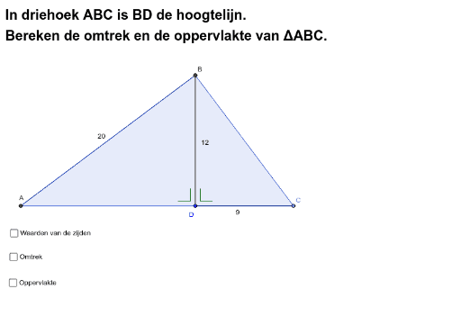 Stelling Van Pythagoras Omtrek Oppervlakte Geogebra