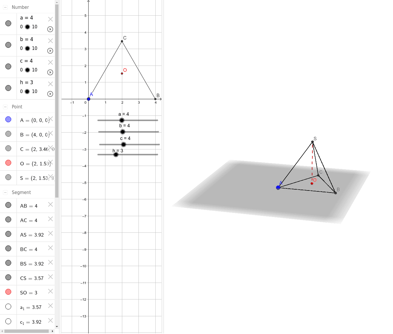 Pyramide Base Triangulaire GeoGebra