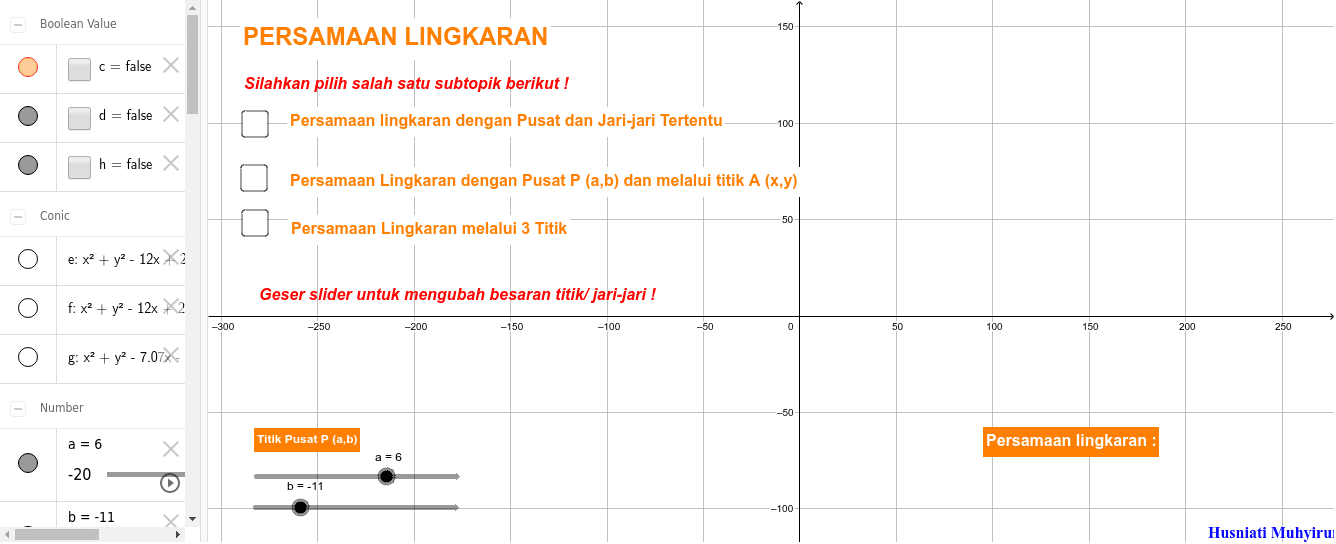 Persamaan Lingkaran Dengan Pusat P A B Geogebra