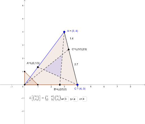 One Seventh Triangle Linear Transformation GeoGebra