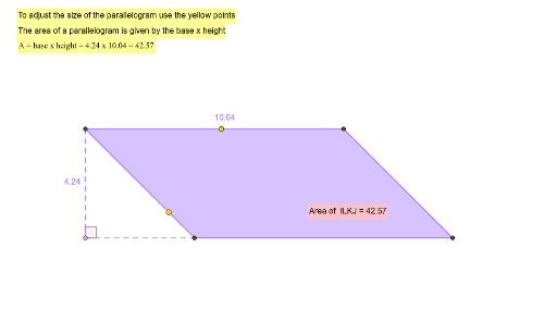 Area Of A Parallelogram Geogebra