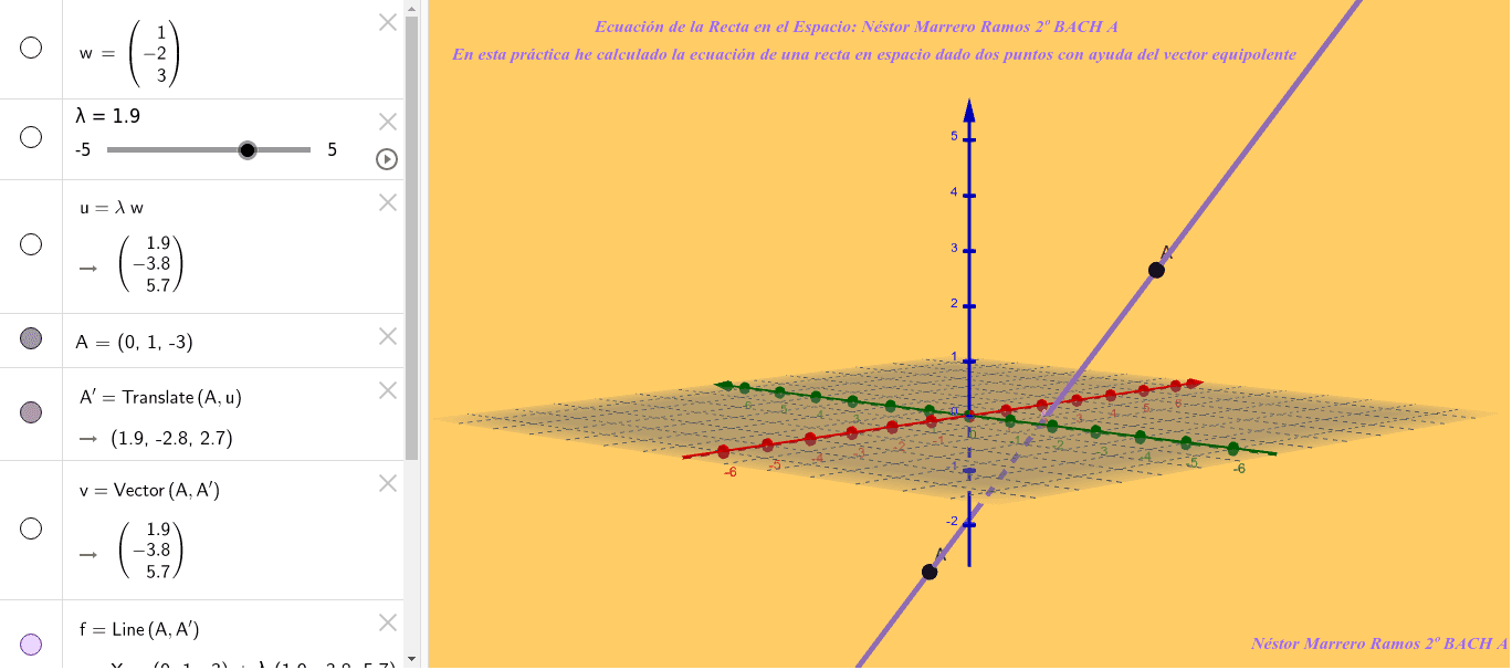 Ecuación de la Recta en el Espacio GeoGebra