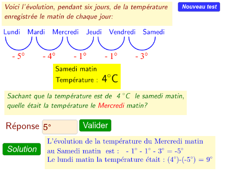 Somme de deux nombres relatifs Température GeoGebra