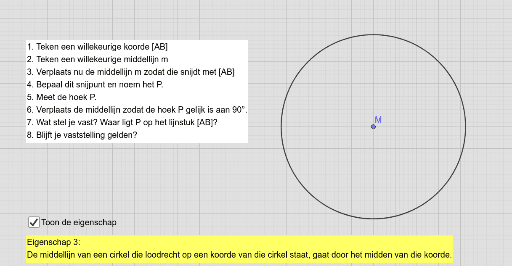 Eigenschap Middellijn Koorde Omgekeerde Geogebra