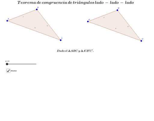 Demostración del teorema de congruencia lado lado lado GeoGebra