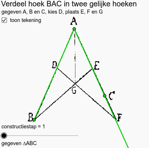 Fvs 122 1 Deel Een Hoek In Twee Gelijke Hoeken GeoGebra