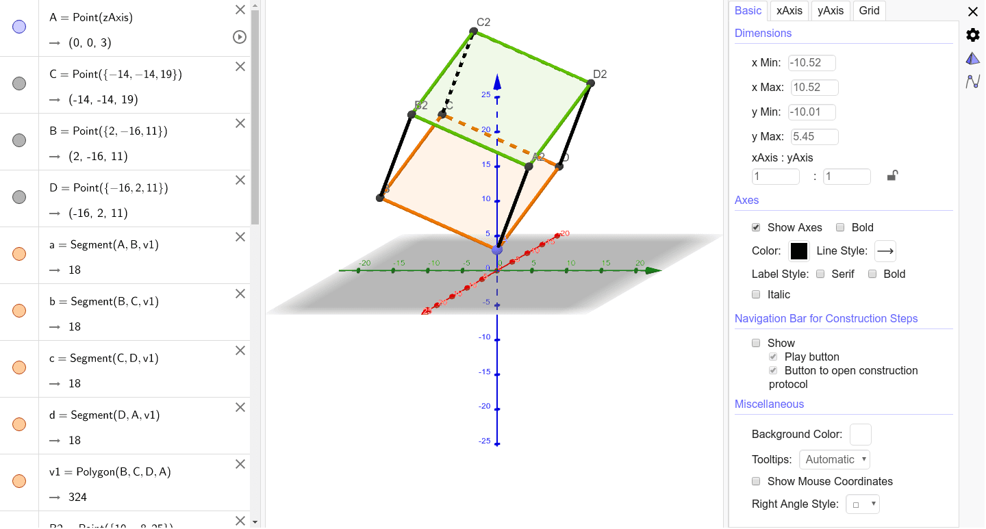 schräger Würfel GeoGebra