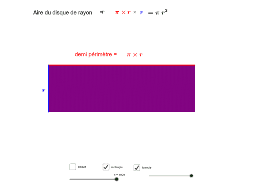 Aire Disque Par D Coupage Rectangle Geogebra