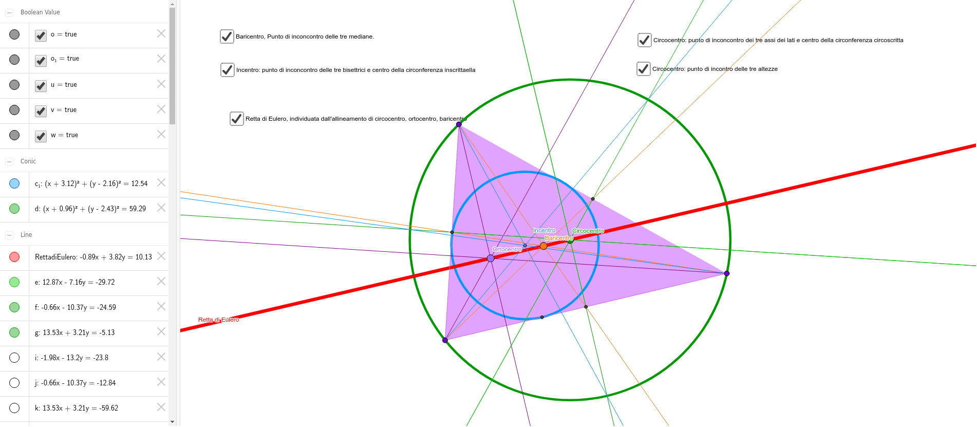 Punti Notevoli Di Un Triangolo E Retta Di Eulero Geogebra