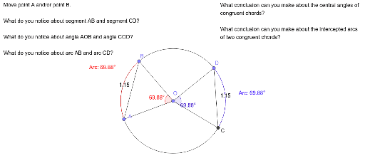 Congruent Chords and their Central Angles – GeoGebra