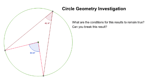 Circle geometry - angle at centre and angle at circumference – GeoGebra