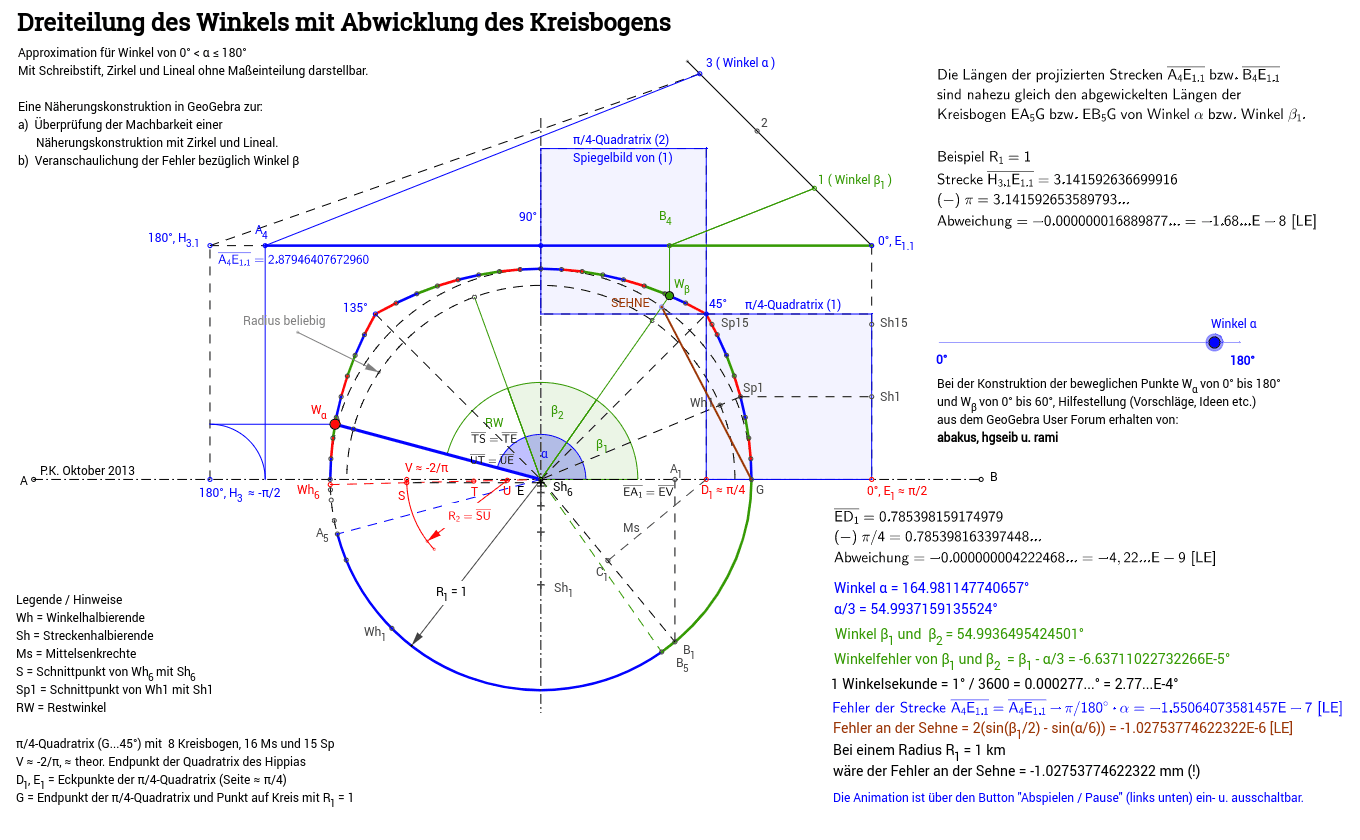 Dreiteilung Des Winkels Mit Abwicklung Des Kreisbogens Geogebra