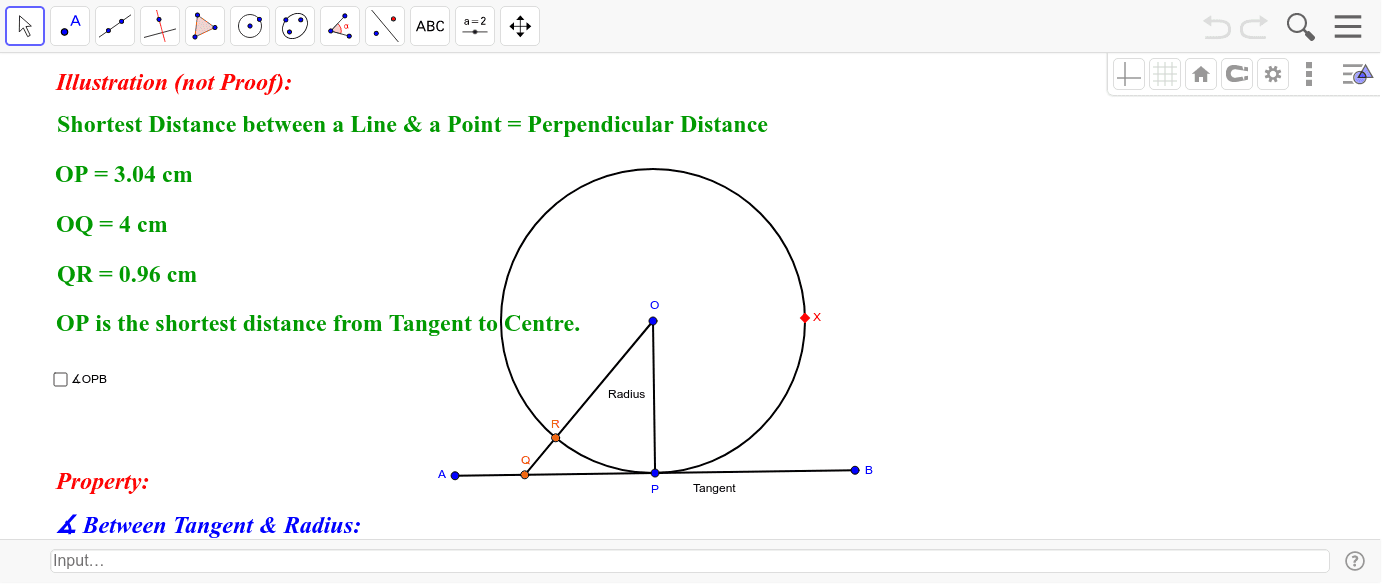 Tangent 90 degrees to radius – GeoGebra