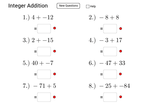 Integer Addition Geogebra