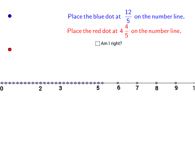 Improper fractions and mixed numbers on a number line – GeoGebra