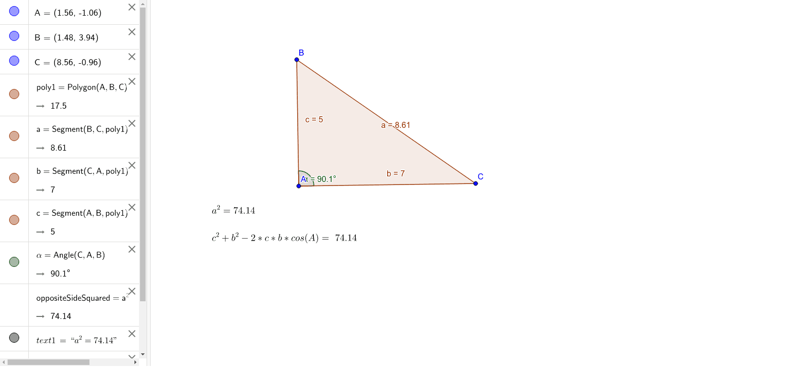 Law Of Cosines Geogebra 3648