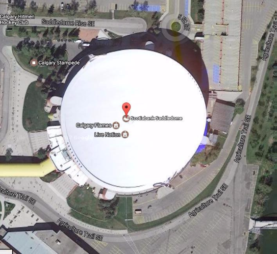 [size=85]Imagem 1 – Vista Superior do Scotiabank Saddledome. (Utilizando o Google Maps)[/size]