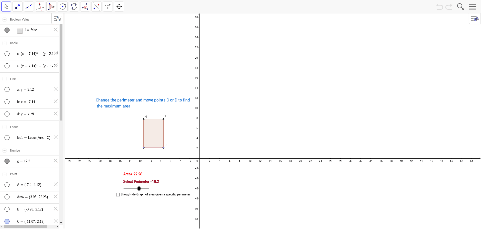 find area of rectangle given perimeter
