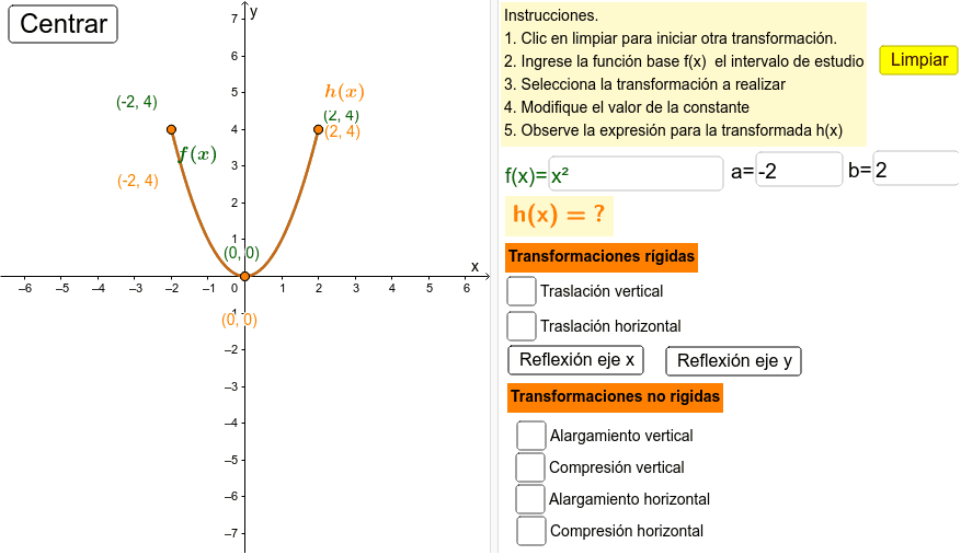 Transformación De Funciones Geogebra 1367