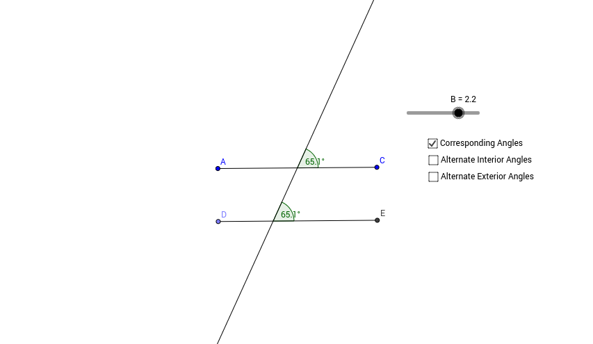 Parallel Lines Cut by a Transversal – GeoGebra