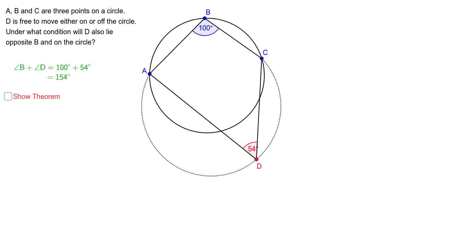 Tests for Cyclic Quadrilaterals (1) – GeoGebra