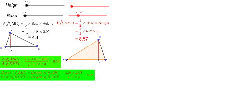 Properties of the ratio of areas of triangles – GeoGebra