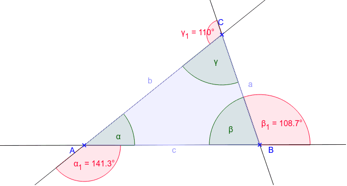 Die Summe der Außenwinkel eines Dreiecks – GeoGebra