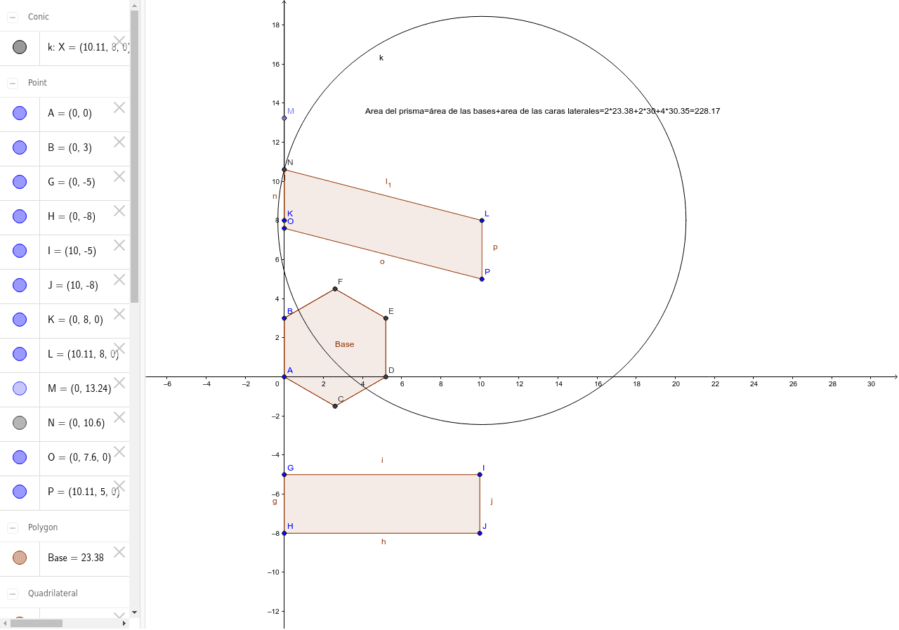 Area prisma oblicuo base hexagonal – GeoGebra