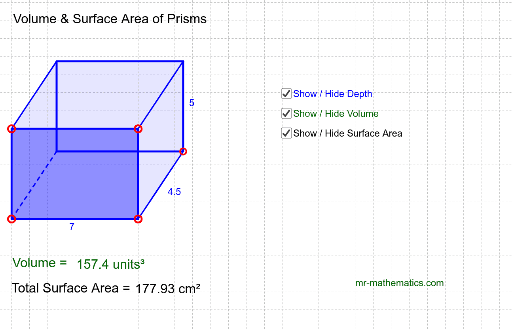find surface area of prism