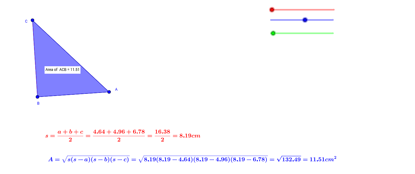 Area Of Triangle Using Herons Formula Geogebra 9777