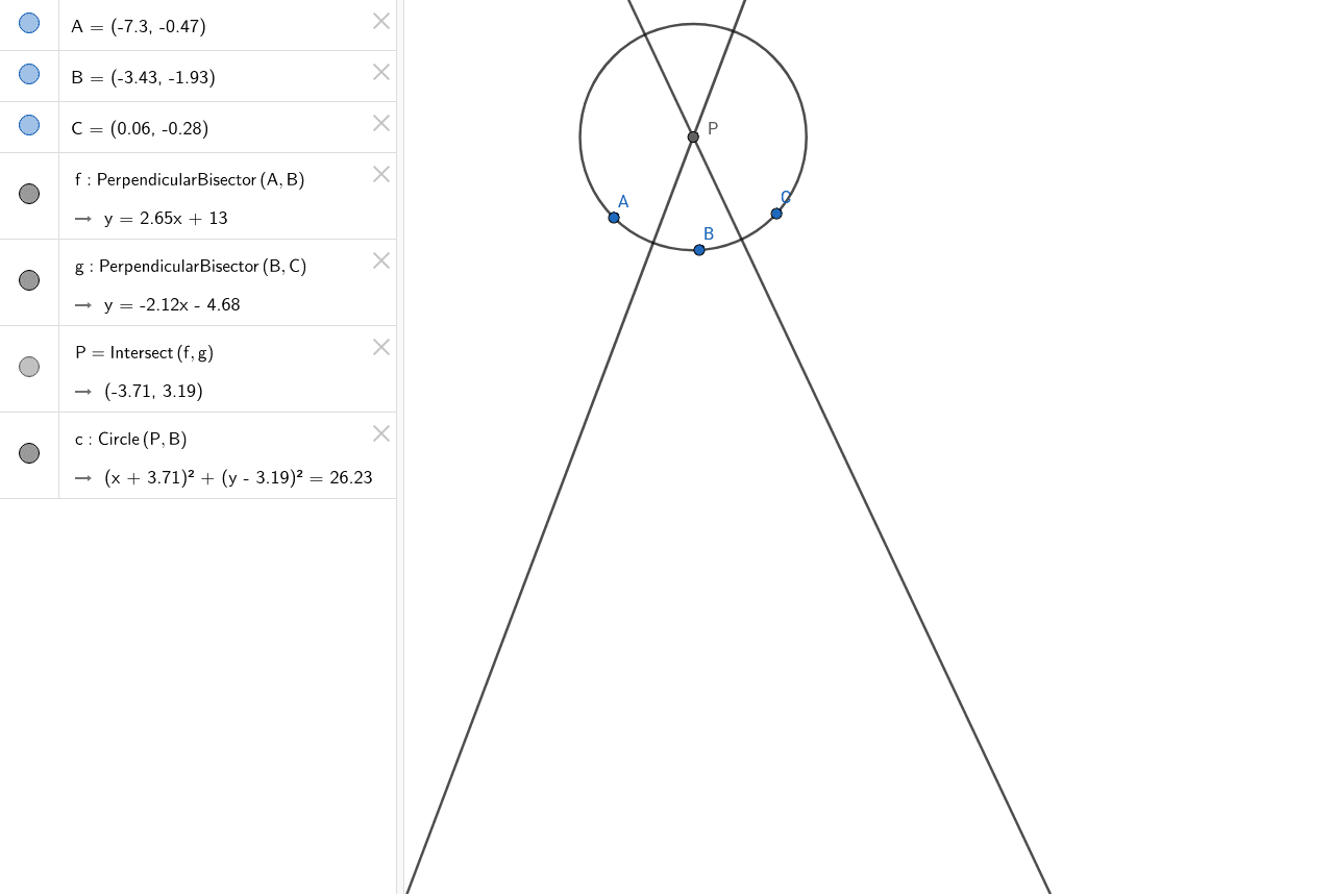 Finding The Center Of A Circle Given Three Points GeoGebra