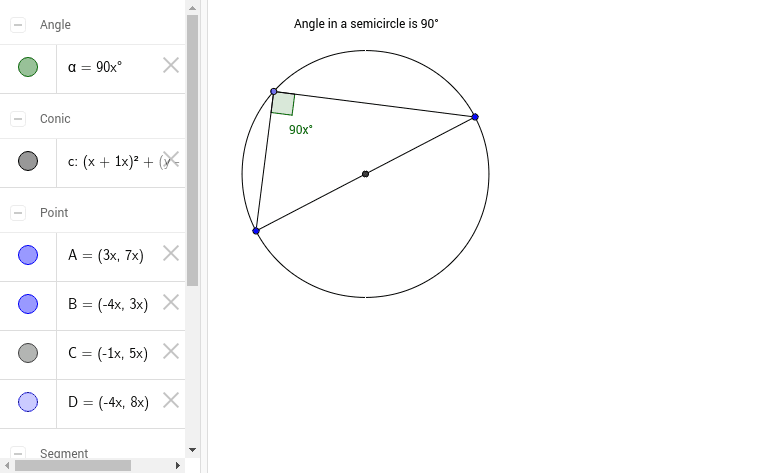 Angle in Semi Circle – GeoGebra