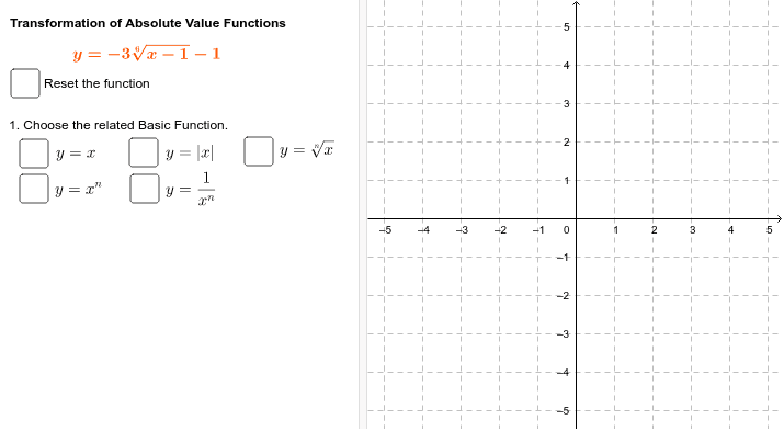 Multiple Transformations of Basic Radical functions – GeoGebra