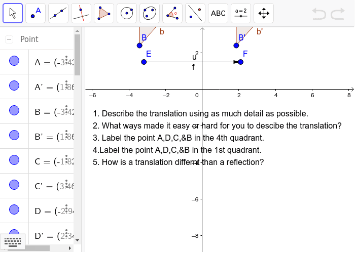 Translations Across Vectors – GeoGebra