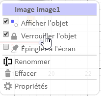 2. Fais un clic droit pour voir ce menu et ainsi pouvoir "Verrouiller" l'image afin qu'elle ne bouge pas.