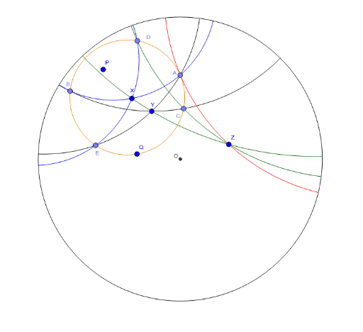 Constructing a tangent to a hyperbolic circle using Pascal's theorem in ...