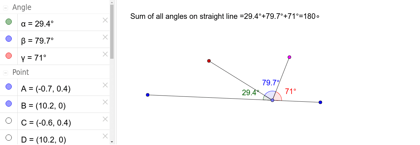 Straight Angle Example – GeoGebra