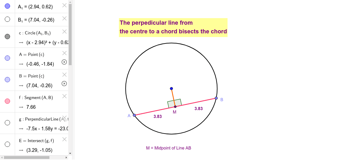 Circle Theorem - Chord Bisector – GeoGebra