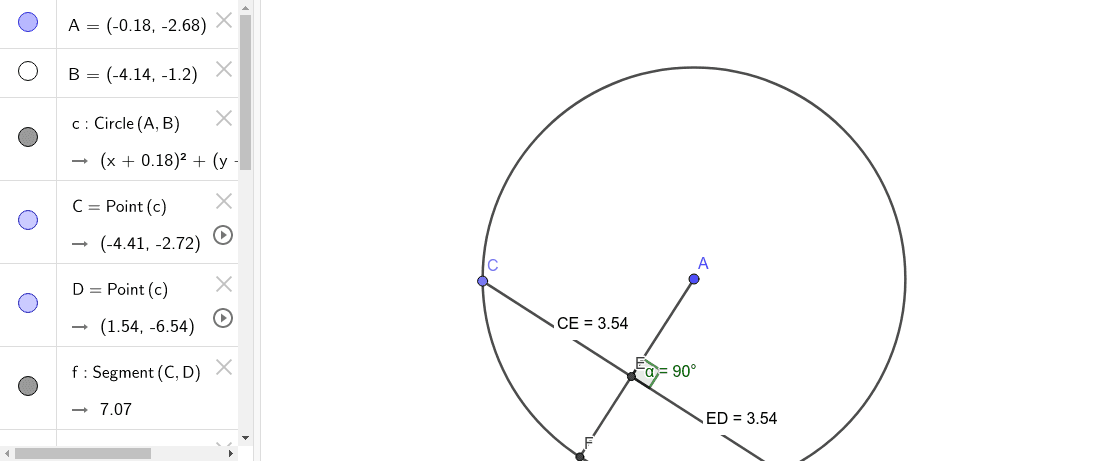 Radius and chord – GeoGebra