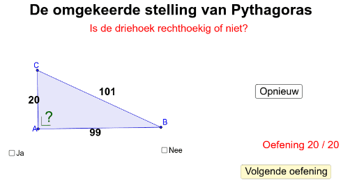 De omgekeerde stelling van Pythagoras – GeoGebra