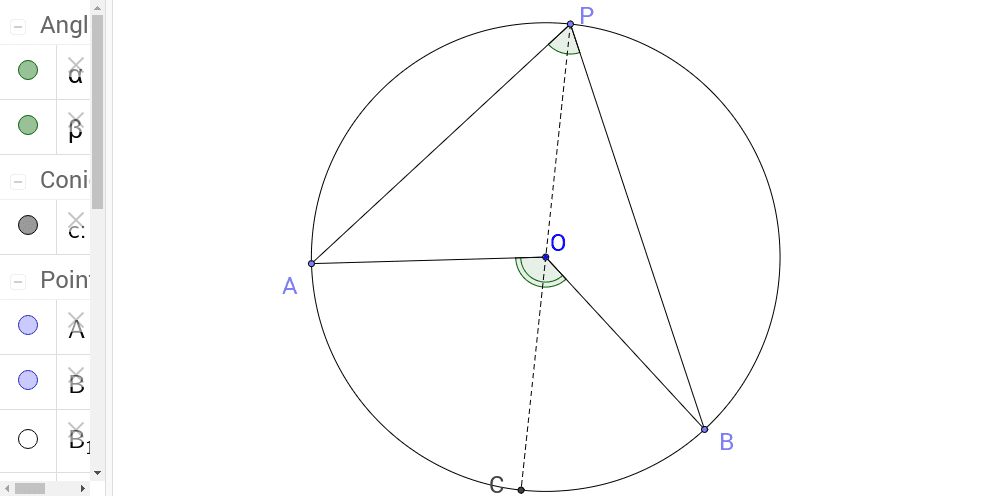 中心角と円周角 Geogebra