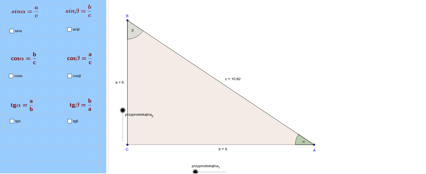 Trygonometria W Trójkącie Prostokątnym Geogebra 2775