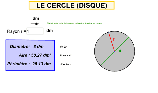 Cercle, Circonférence Et Aire – GeoGebra