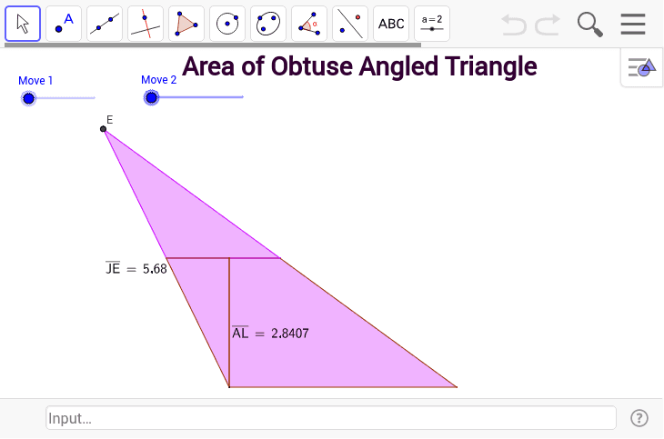 Area of obtuse angled triangle – GeoGebra