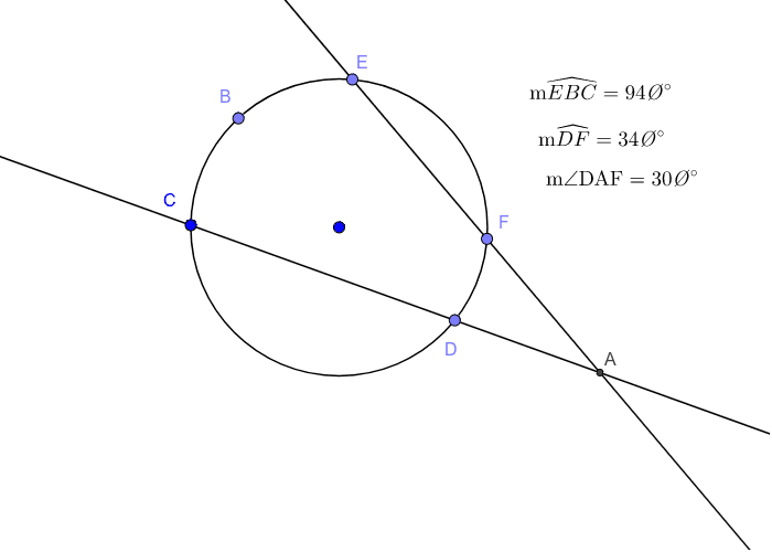 Secant-Secant Angle Relationships Outside the Circle – GeoGebra