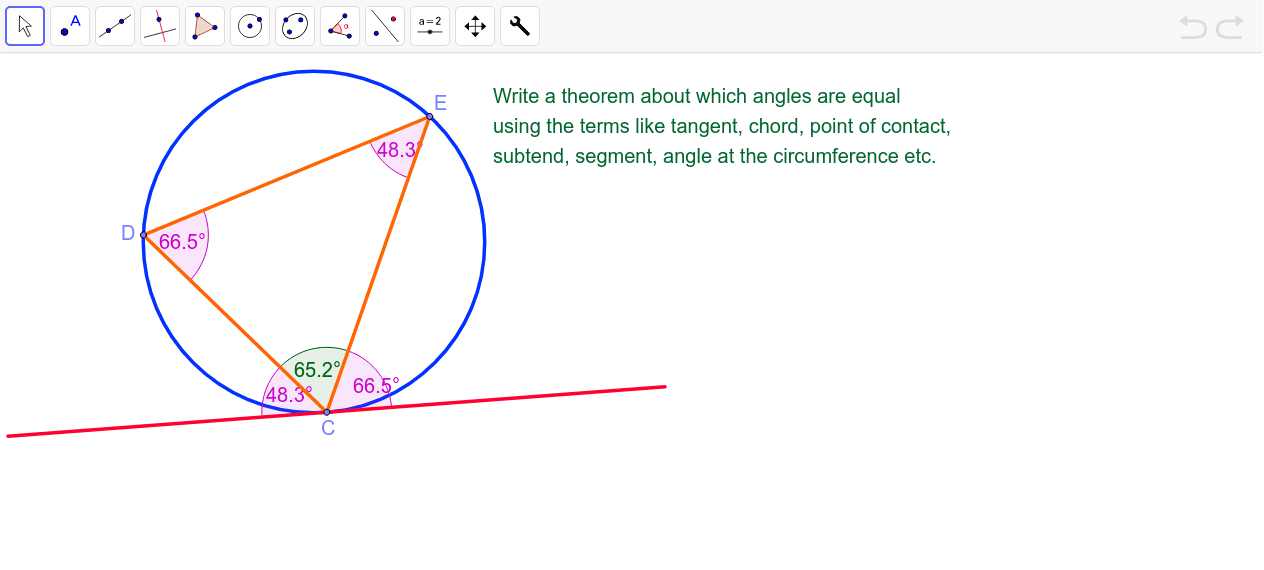 Circle Theorem 16 Geogebra