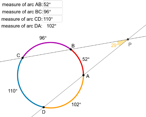 The Angle Formed by Secant Lines – GeoGebra