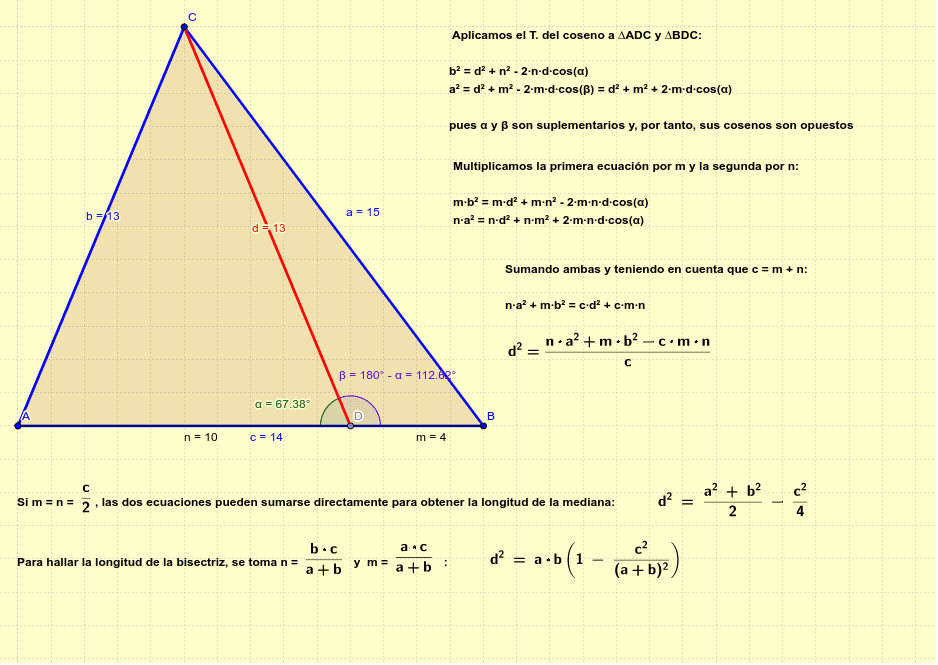 Teorema De Stewart Longitud De La Mediana Y De La Bisectriz Geogebra 9211